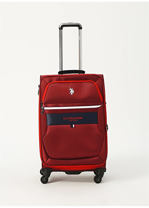 U.S. Polo Assn Çekçekli Kırmızı Kumaş Valiz 1