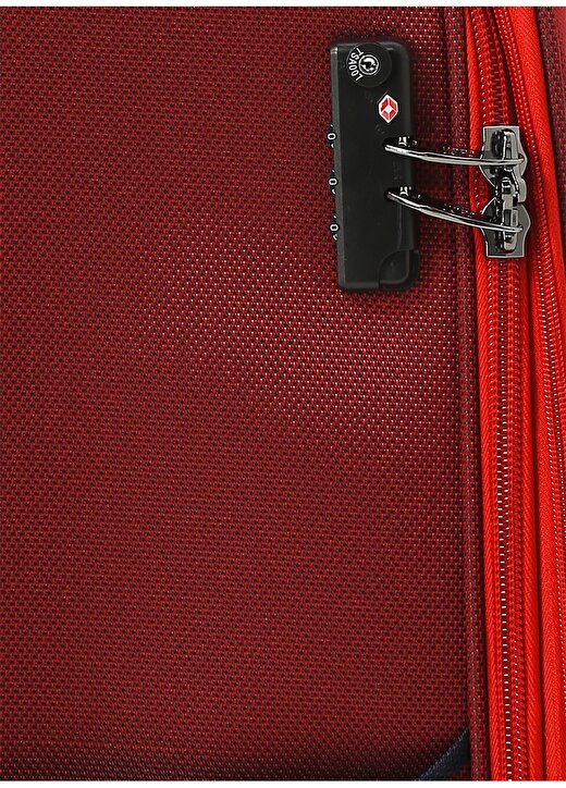 U.S. Polo Assn Çekçekli Kırmızı Kumaş Valiz 4