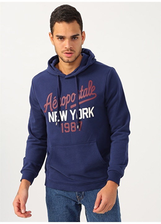 Aeropostale Lacivert Erkek Kapüşonlu Sweatshirt 3