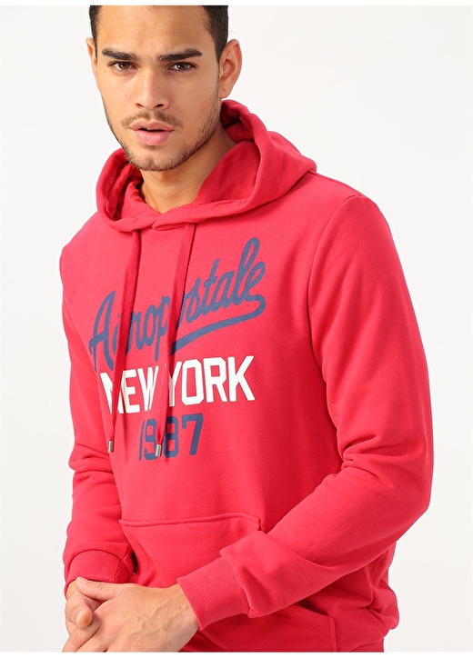 Aeropostale Kırmızı Erkek Kapüşonlu Sweatshirt 1