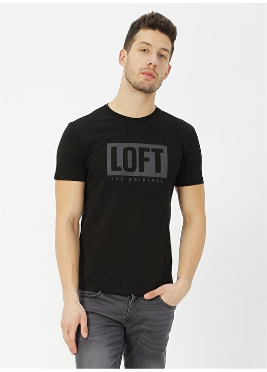 Loft Siyah Baskılı T-Shirt 1