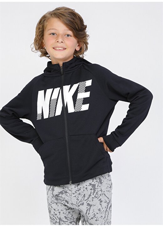Nike Dri-FIT Tam Boy Fermuarlı Kapüşonlu Erkek Çocuk Eşofman Üstü 4