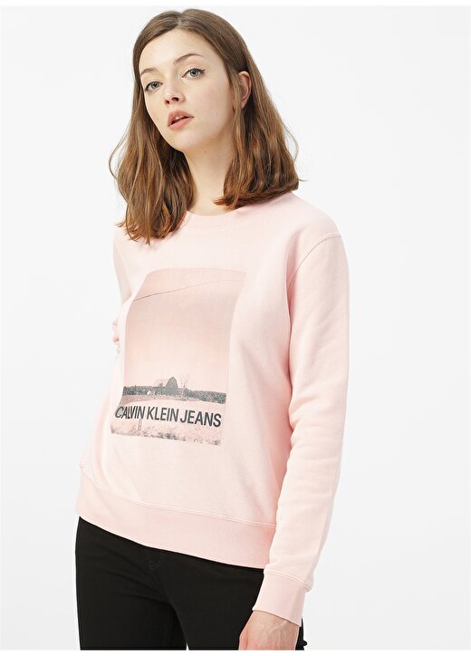 Calvin Klein Jeans Pembe Kadın Sweatshirt PHOTO PRINT RELAXED CREW NECK 2