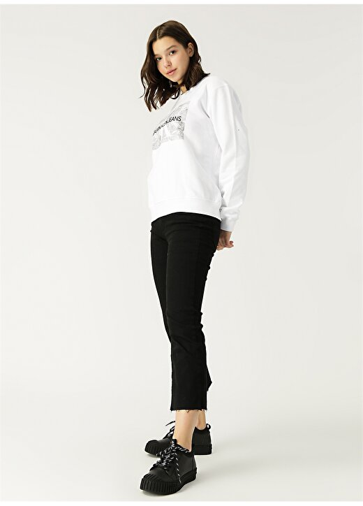 Calvin Klein Jeans Beyaz Kadın Sweatshirt MONOGRAM LACE BOX CN 2