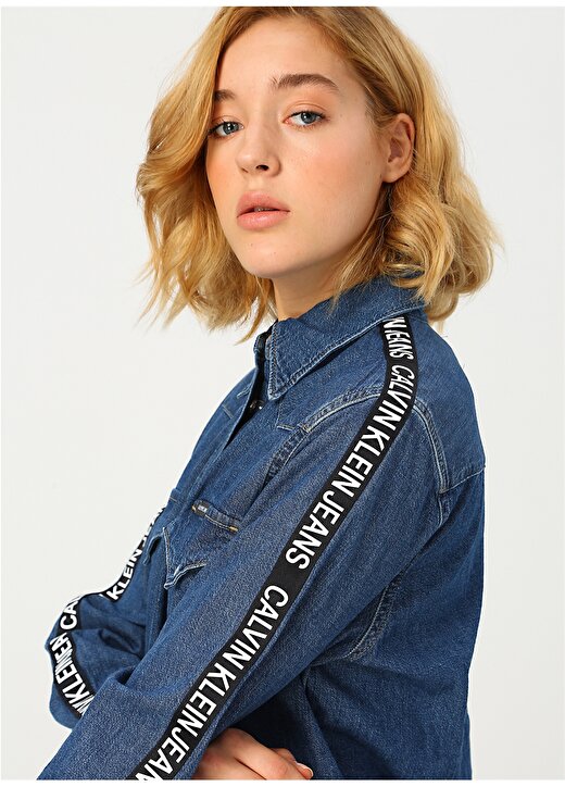 Calvin Klein Jeans Açık Mavi Kadın Elbise FOUNDATION WESTERN DRESS 1