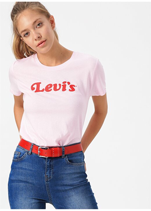 Levis The Perfect Tee Feminine Logo Pink Lady T-Shirt 1