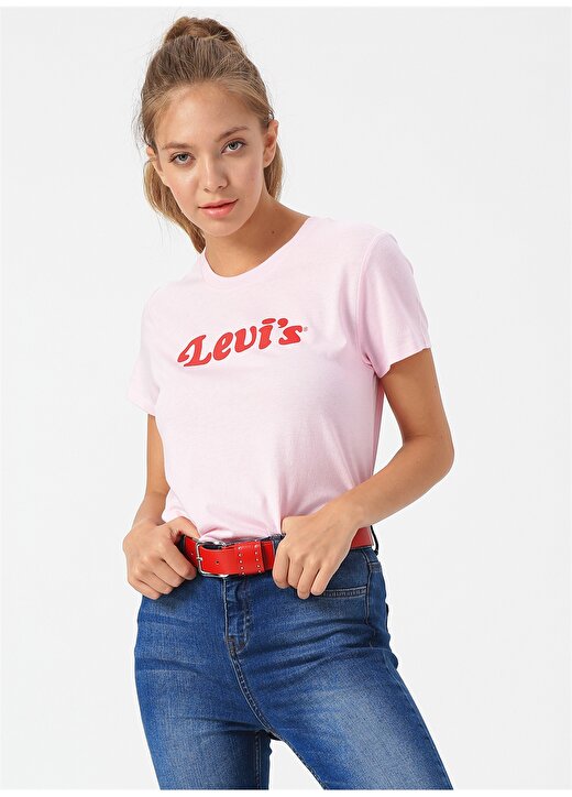 Levis The Perfect Tee Feminine Logo Pink Lady T-Shirt 3