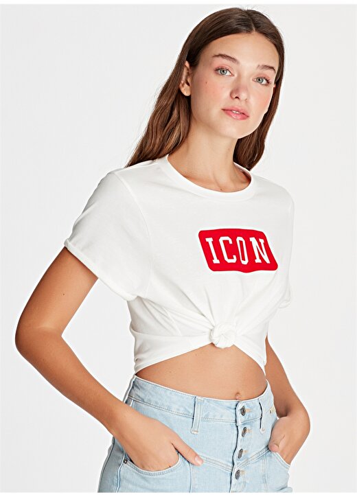 Mavi Icon Baskılı Beyaz T-Shirt 2