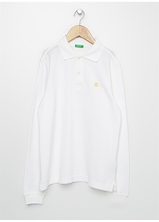 Benetton Uzun Kol Beyaz Çocuk Polo T-Shirt 1