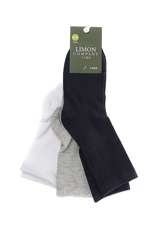 Limon 3''Lü Lacivert - Gri Kadın Soket Çorap 1