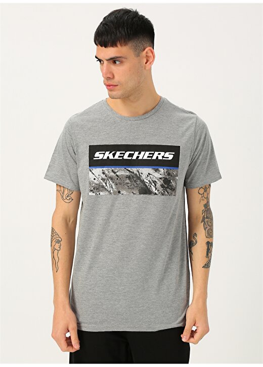 Skechers Gri Baskılı T-Shirt 1