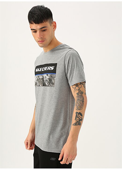 Skechers Gri Baskılı T-Shirt 3