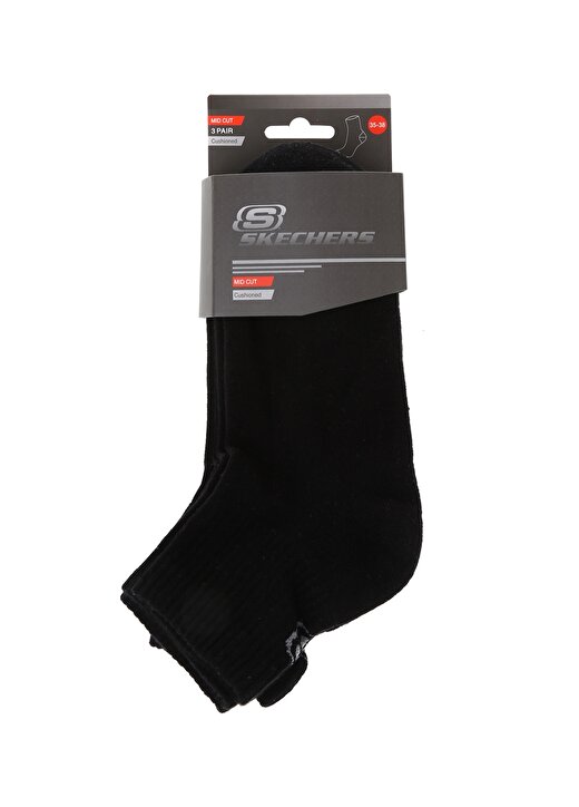Skechers Siyah Unisex 3Lü Çorap U SKX Padded Mid Cut Socks 3 Pack 1