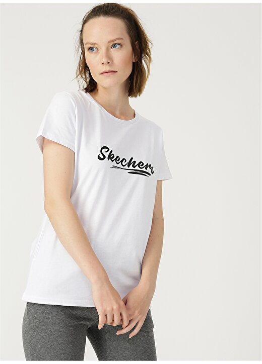 Skechers W Foil T-Shirt Beyaz Kadın T-Shirt 1