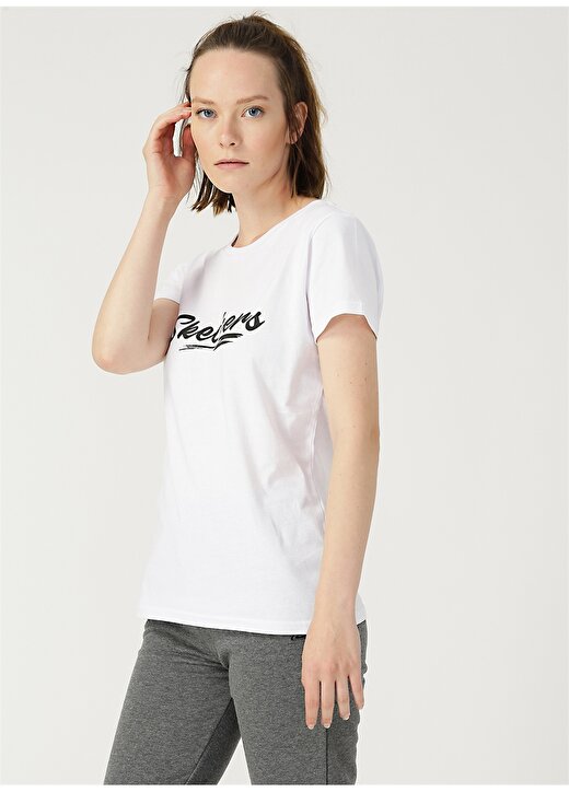 Skechers W Foil T-Shirt Beyaz Kadın T-Shirt 3