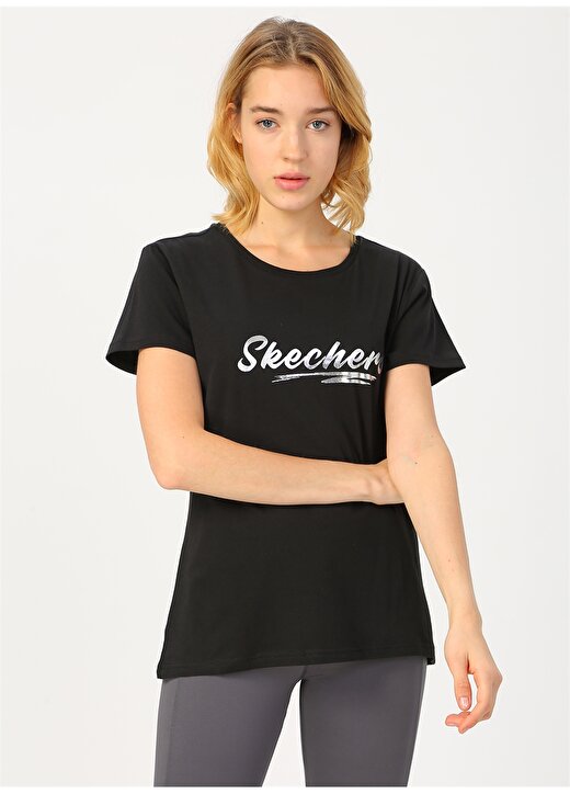 Skechers W Foil T-Shirt Siyah Kadın T-Shirt 2