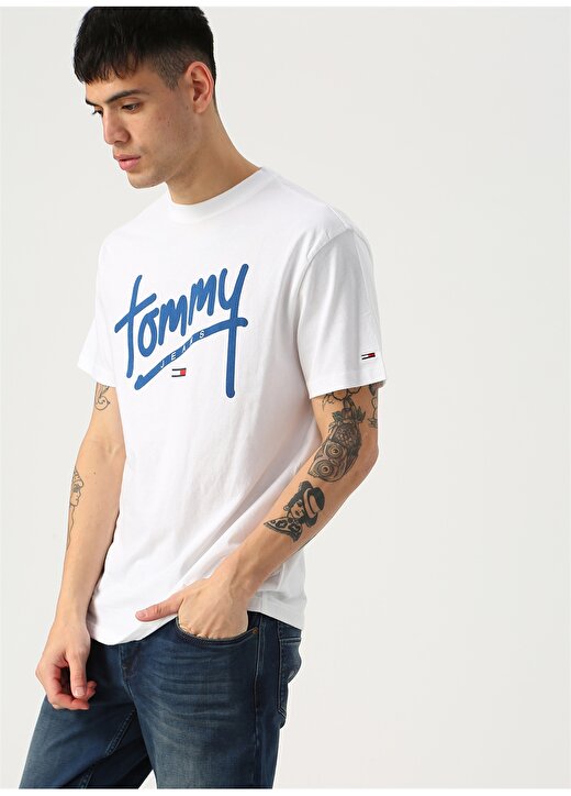 Tommy Jeans Beyaz Baskılı T-Shirt 3