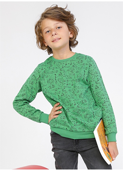 Koton Baskılı Yeşil Sweatshirt 4