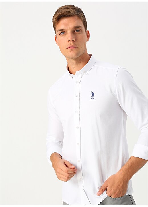 U.S. Polo Assn. Slim Fit Beyaz Gömlek 3