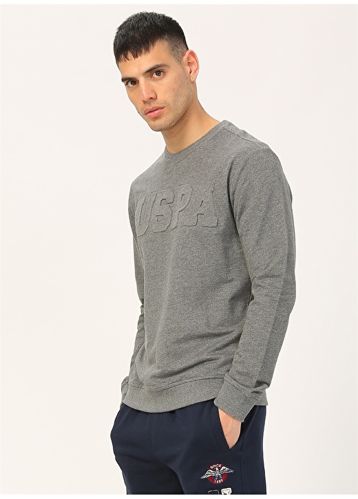 U.S. Polo Assn. Antrasit Melanj Erkek Sweatshirt 2