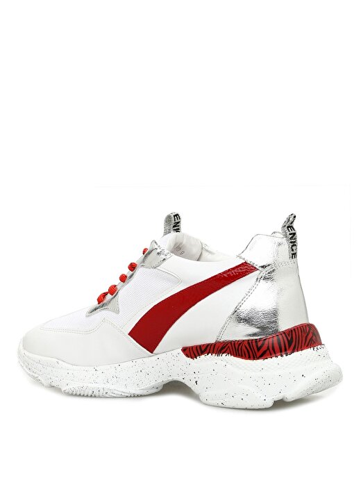 Divarese Bağcıklı Beyaz-Kırmızı Kadın Sneaker 2
