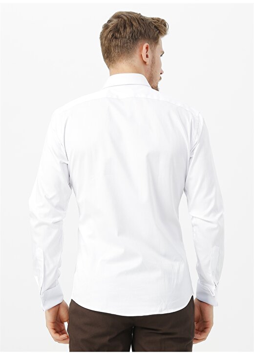 Network Klasik Yaka Uzun Kollu Beyaz Erkek Gömlek 4