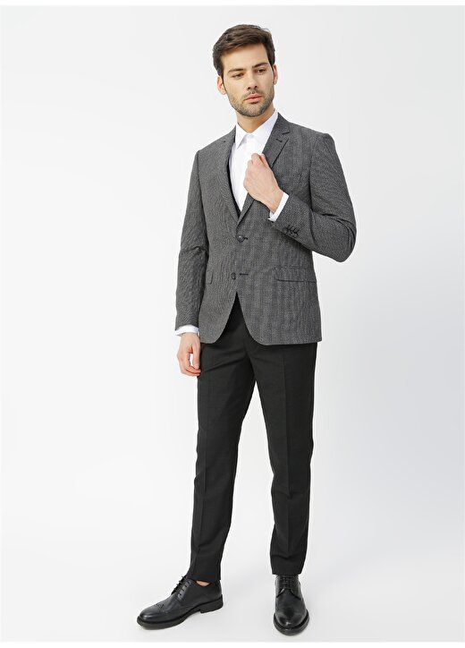 Pierre Cardin Mono Yaka Uzun Kol Yan Cepli Slim Fit Antrasit Erkek Takım Elbise 2