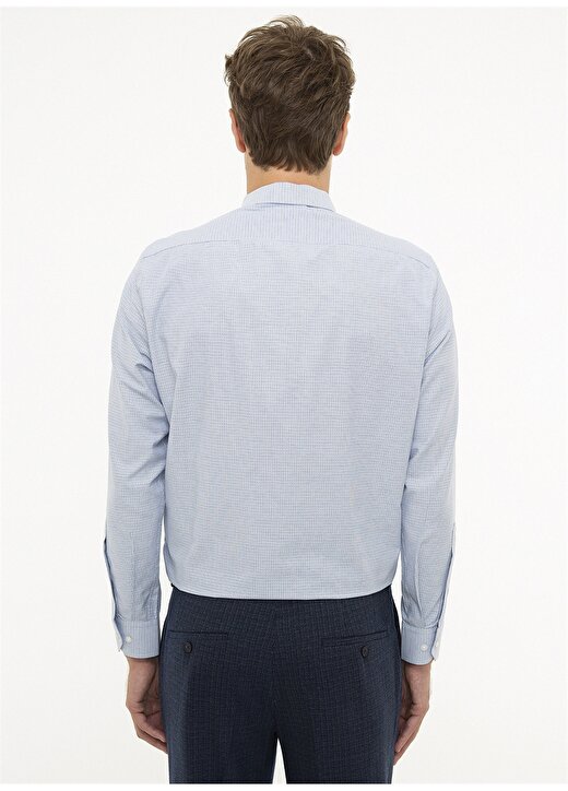 Pierre Cardin Alttan Biritli Yaka Uzun Kol Tek Cep Regular Fit Açık Mavi Erkek Gömlek 3