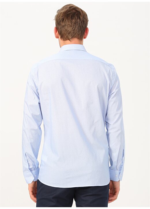 Pierre Cardin Alttan Britli Yaka Uzun Kol Düz Slim Fit Mavi Erkek Gömlek 4