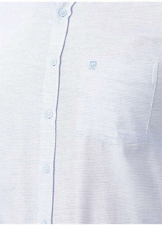 Pierre Cardin Klasik Yaka Uzun Kol Pamuklu Armürlü Regular Fit Açık Mavi Erkek Parka Gömlek 4