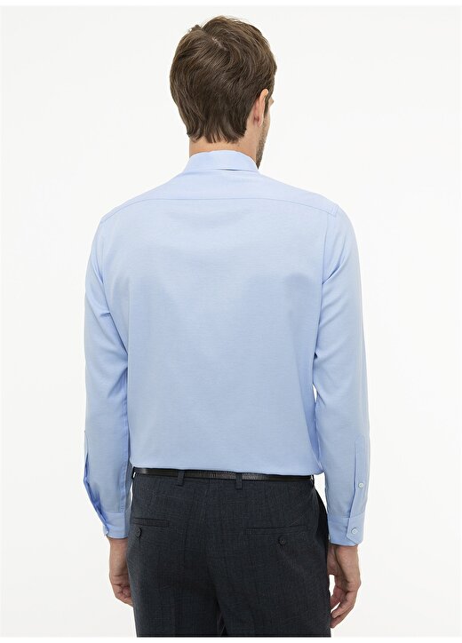 Pierre Cardin Düğmeli Yaka Uzun Kol Tek Cepli Regular Fit Açık Mavi Erkek Gömlek 3