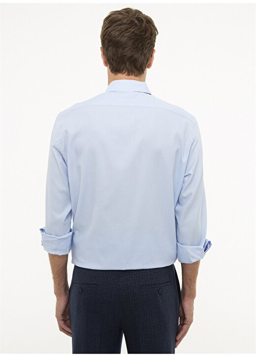 Pierre Cardin Düğmeli Yaka Uzun Kol Pamuklu Regular Fit Açık Mavi Erkek Gömlek 3