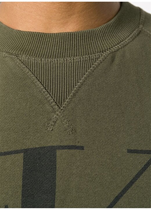 Calvin Klein Jeans Erkek Haki Sweatshirt J30J313222 WASHED REG MONOGRAM CN 4