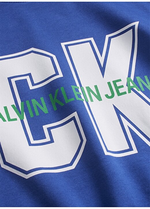Calvin Klein Jeans Erkek Mavi Sweatshirt J30J313217 CK LARGE PRINT REG CREW 3