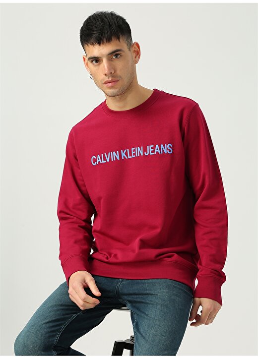 Calvin Klein Jeans Erkek Bordo Sweatshirt J30J307758 INSTITUTIONAL LOGO REG 1