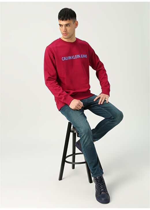 Calvin Klein Jeans Erkek Bordo Sweatshirt J30J307758 INSTITUTIONAL LOGO REG 2