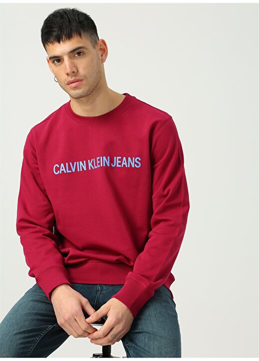 Calvin Klein Jeans Erkek Bordo Sweatshirt J30J307758 INSTITUTIONAL LOGO REG 3