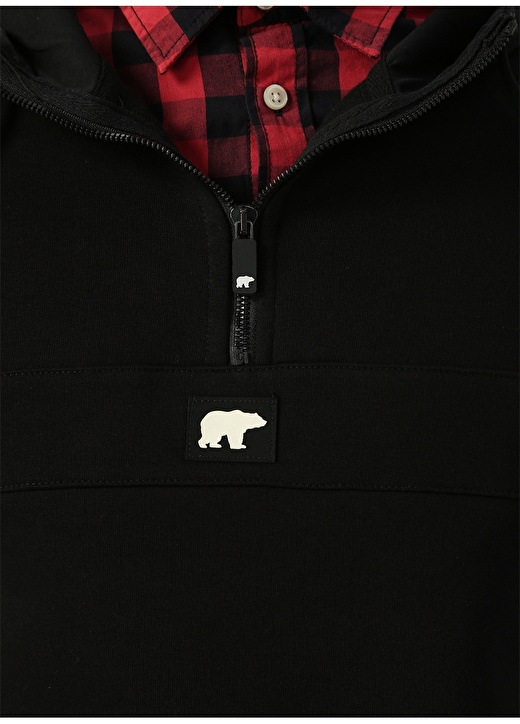 Bad Bear Kapüşonlu Düz Siyah Erkek Şardonlu Sweatshirt 19.02.27.027DEFENCE HALF-ZIP 3