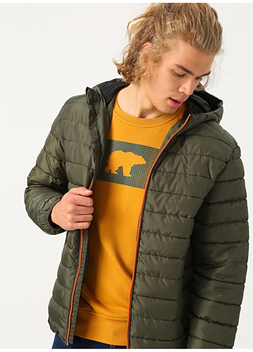 Only & Sons Onsgeorge QUILTED HOOD OTW Haki Şişme Mont 4