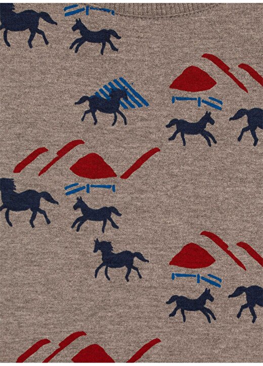 U.S. Polo Assn. Desenli Gri Melanj Sweatshirt 3