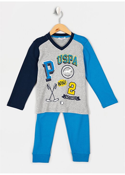 U.S. Polo Assn. Gri Melanj Erkek Çocuk Pijama Takımı 1