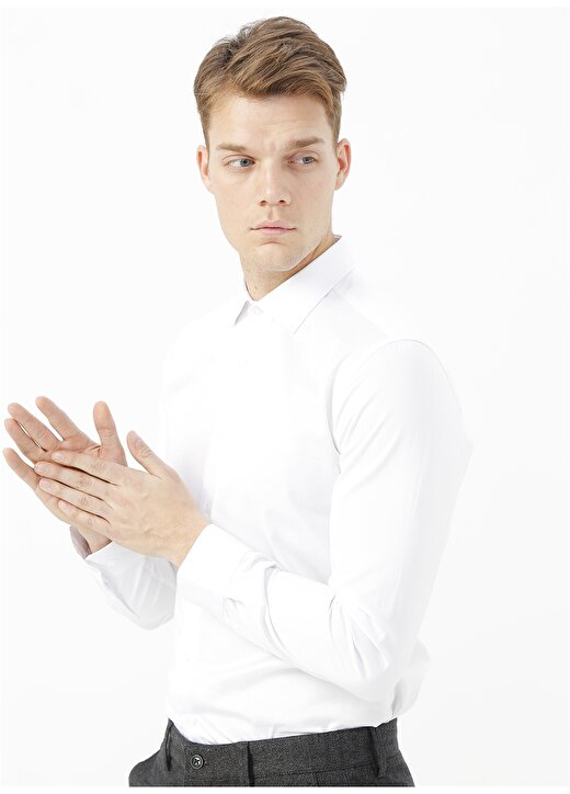 Moda Di Centone Uzun Kollu Comfort Beyaz Erkek Gömlek 3