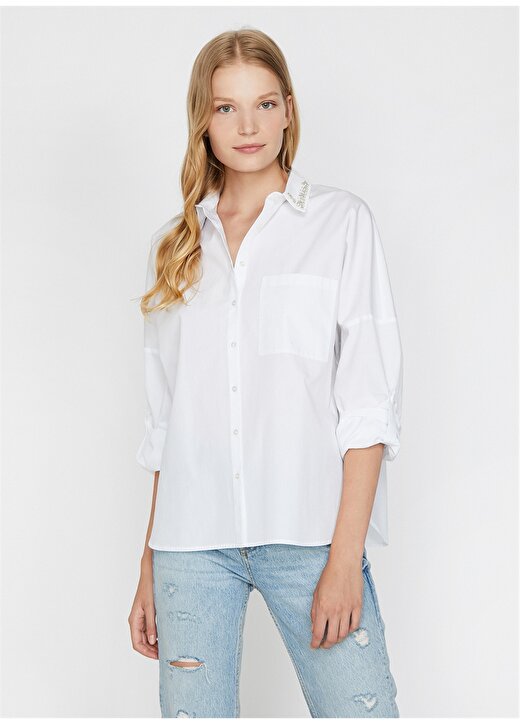 Koton Taş İşlemeli Beyaz Gömlek 2