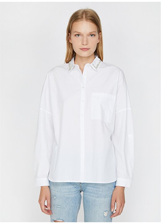 Koton Taş İşlemeli Beyaz Gömlek 4