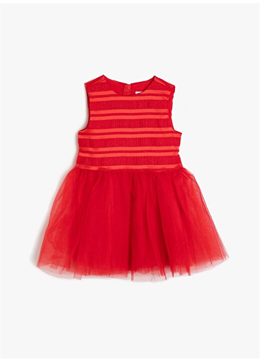 Koton Tül Detaylı Kırmızı Elbise 1