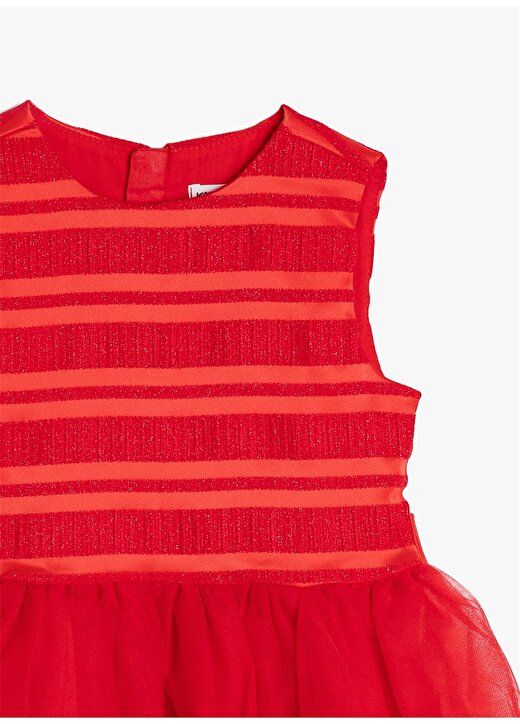 Koton Tül Detaylı Kırmızı Elbise 3