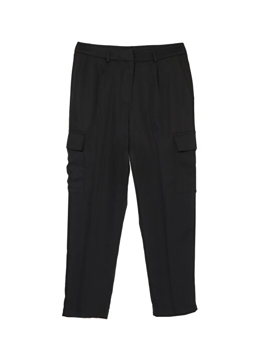 Fabrika Yüksek Bel Basic Düz Siyah Kadın Pantolon - PUNTO 1