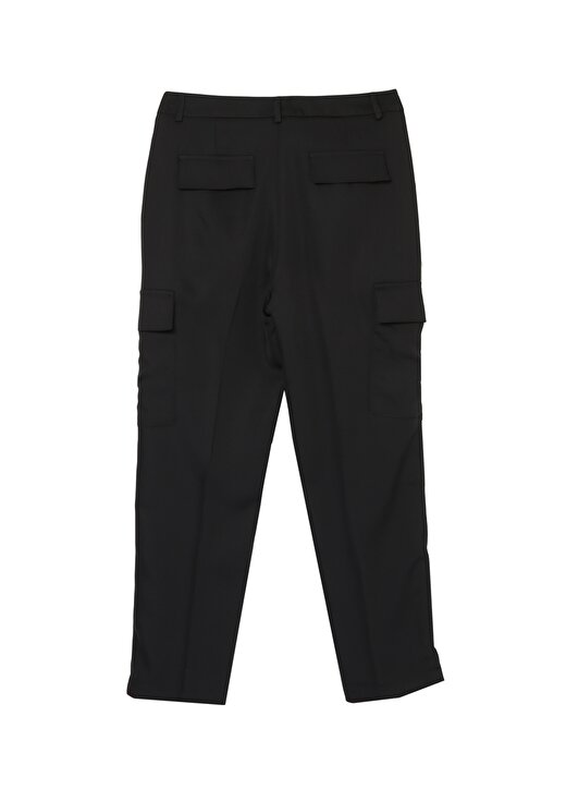 Fabrika Yüksek Bel Basic Düz Siyah Kadın Pantolon - PUNTO 2