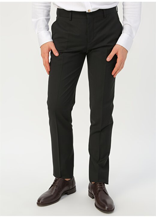 Fabrika Normal Bel Basic Düz Siyah Erkek Klasik Pantolon - PART-19 2
