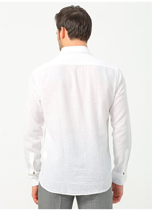 Fabrika Comfort Beyaz Erkek Keten Karışımlı Gömlek CM CLARK D 29 4